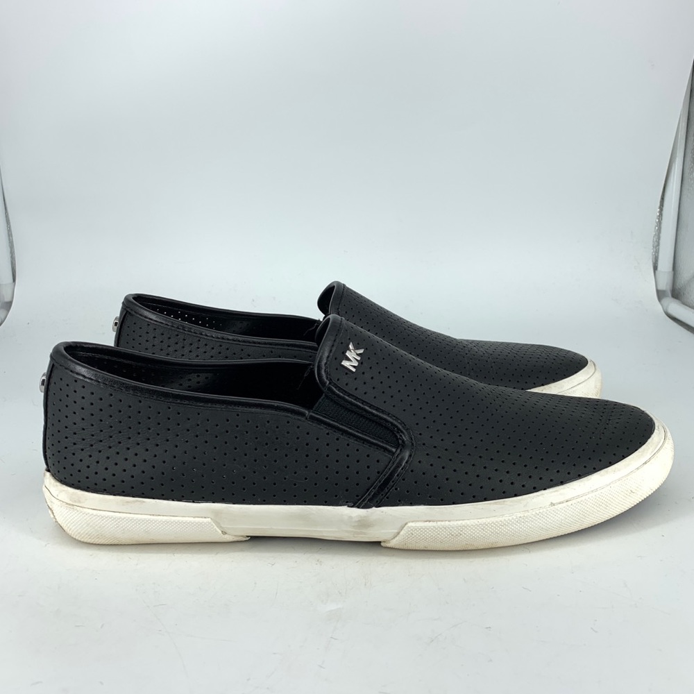 Michael Michael Kors Women 9.5 Sneakers Keaton Slip On Shoes Black Leather
